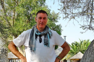 Welsh writer Dave Lewis in Botswana, 2018