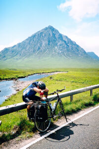 Dave, shattered, cycling downhill